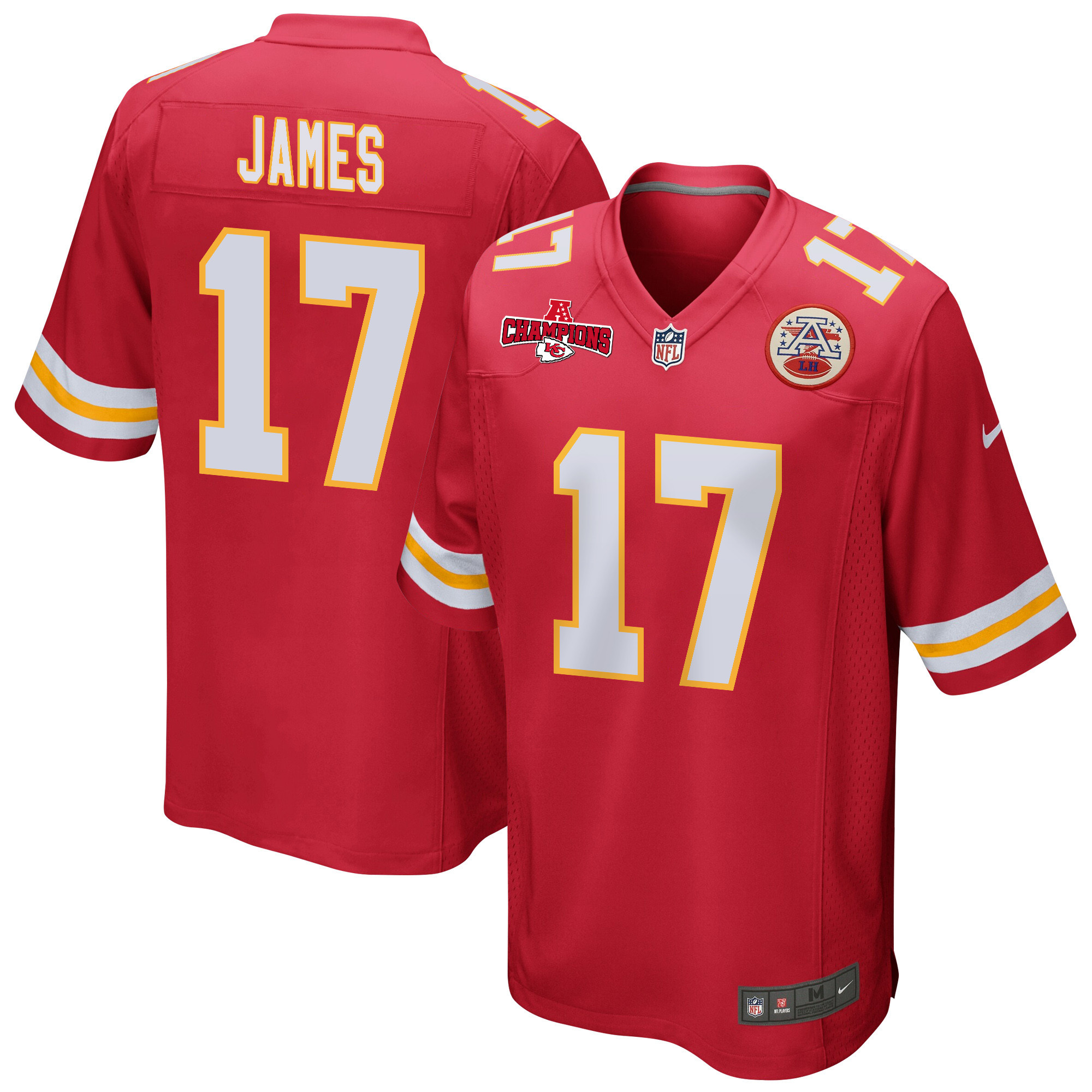 Richie James 17 Kansas City Chiefs AFC Champions Patch Game Red NFL Jersey Men's