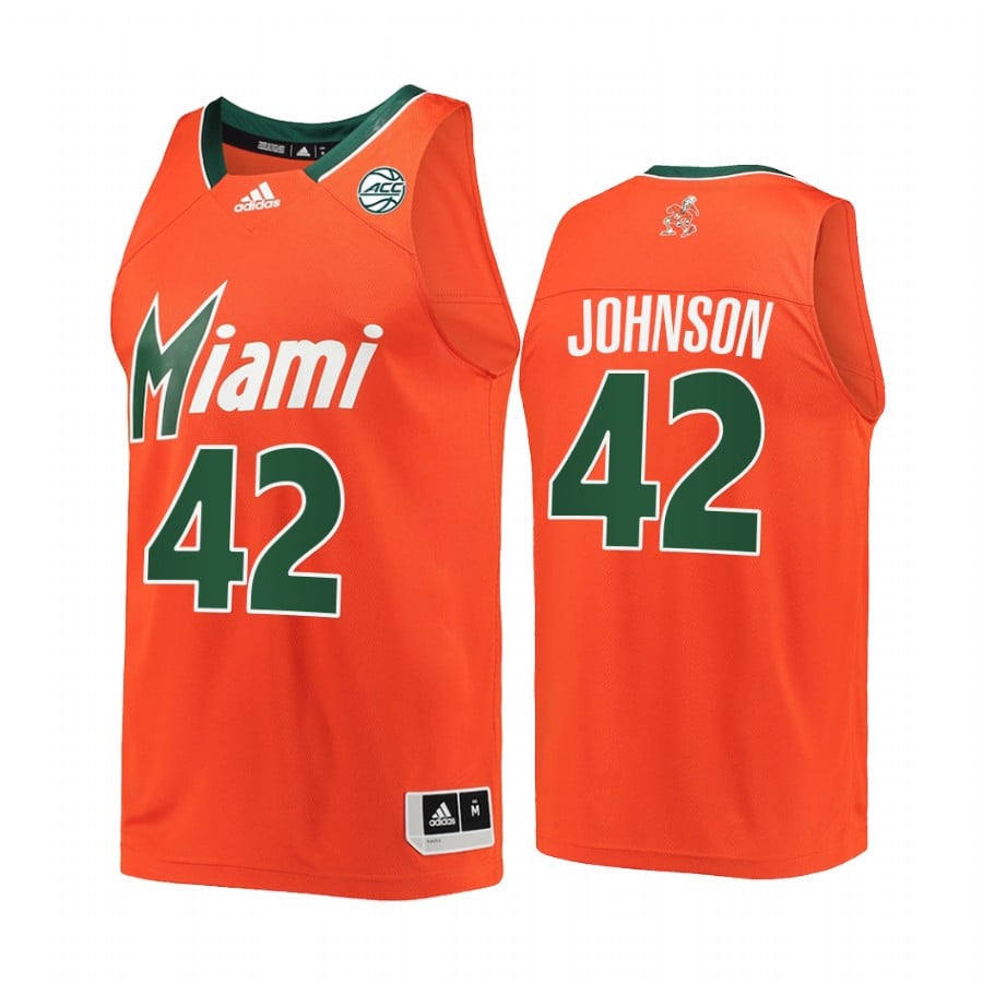 Miami Hurricanes Reggie Johnson 42 Reverse Retro Orange Uniform NCAA Jersey Men's