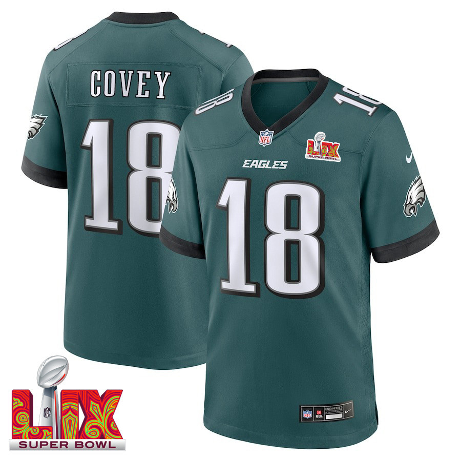 Britain Covey #18 Philadelphia Eagles Super Bowl LIX Midnight Green NFL Jersey Men's
