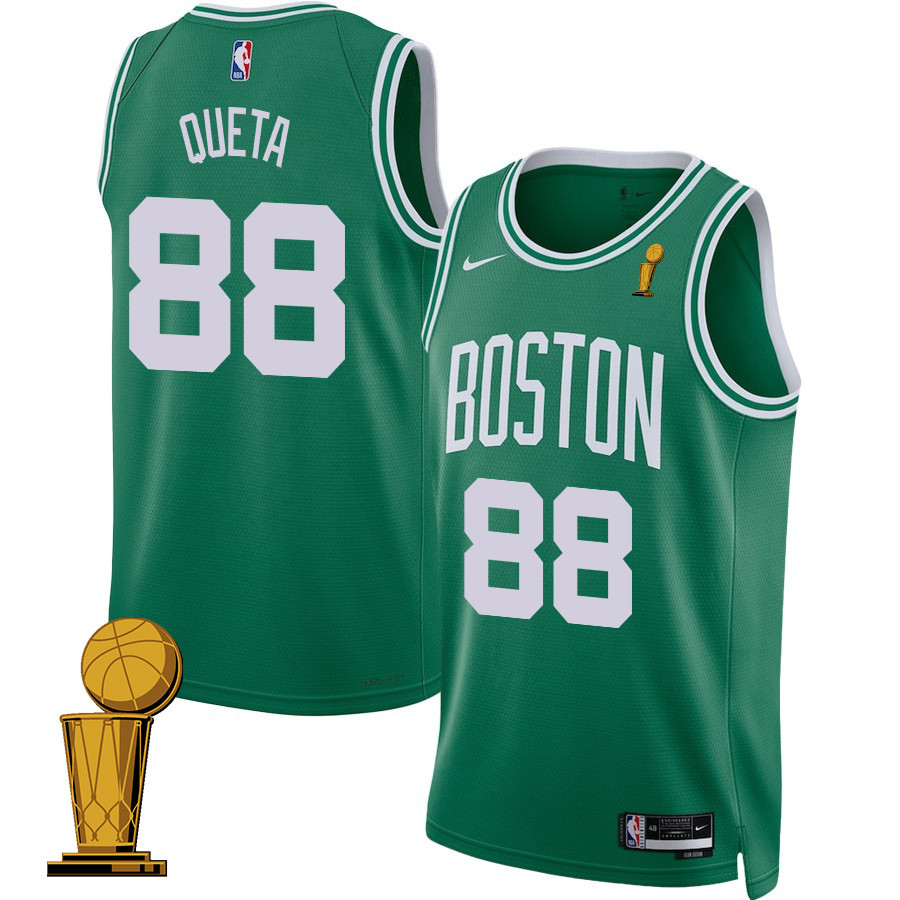 Neemias Queta 88 Boston Celtics 2024 FINALS CHAMPIONS Icon Edition Kelly Green NBA Jersey Men's