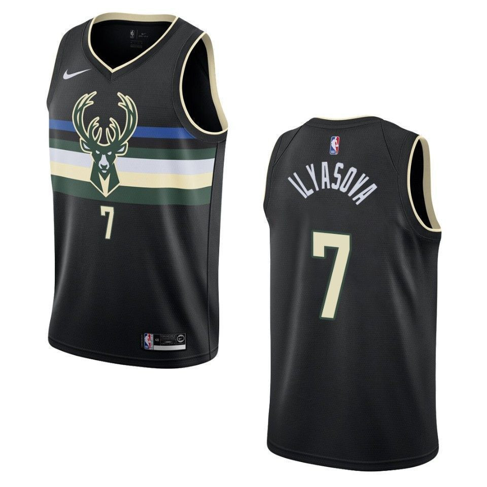Milwaukee Bucks 7 Ersan Ilyasova Statement Swingman Black NBA Jersey Men's