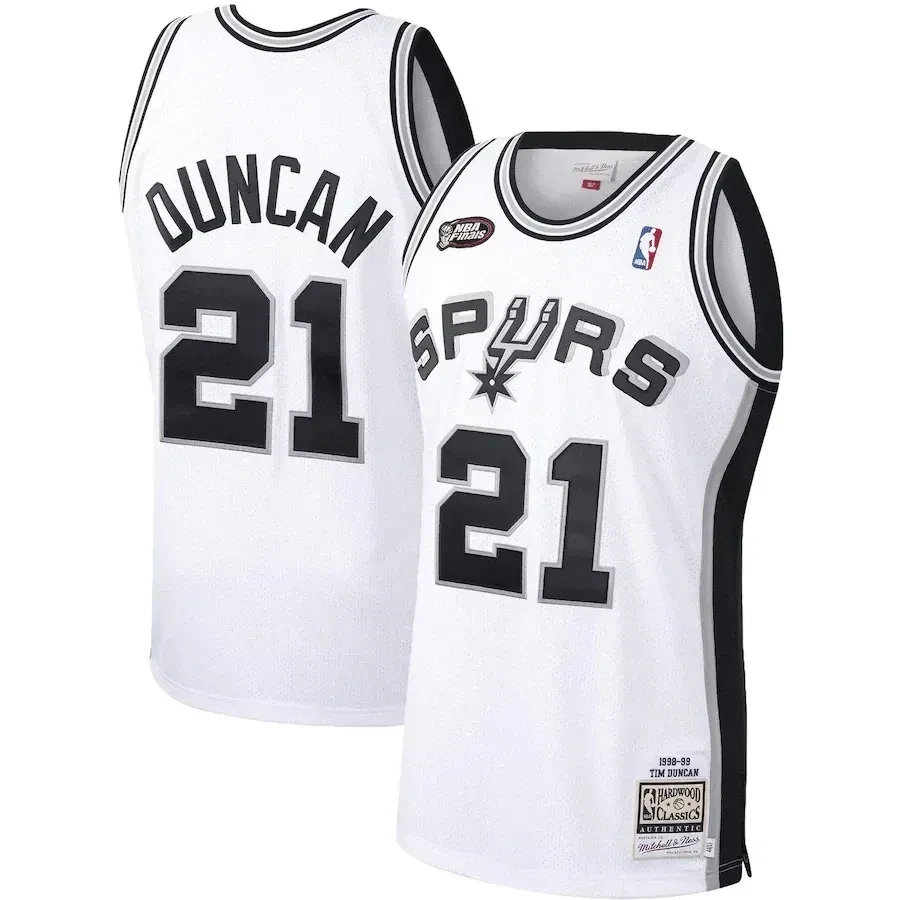 Tim Duncan San Antonio Spurs Mitchell Ness Hardwood Classics 1998-99 White NBA Jersey Men's