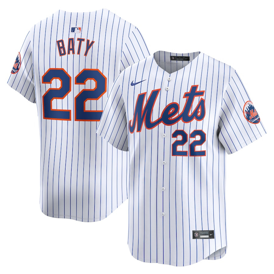 Brett Baty 22 New York Mets Home Limited Player White MLB Jersey Men's