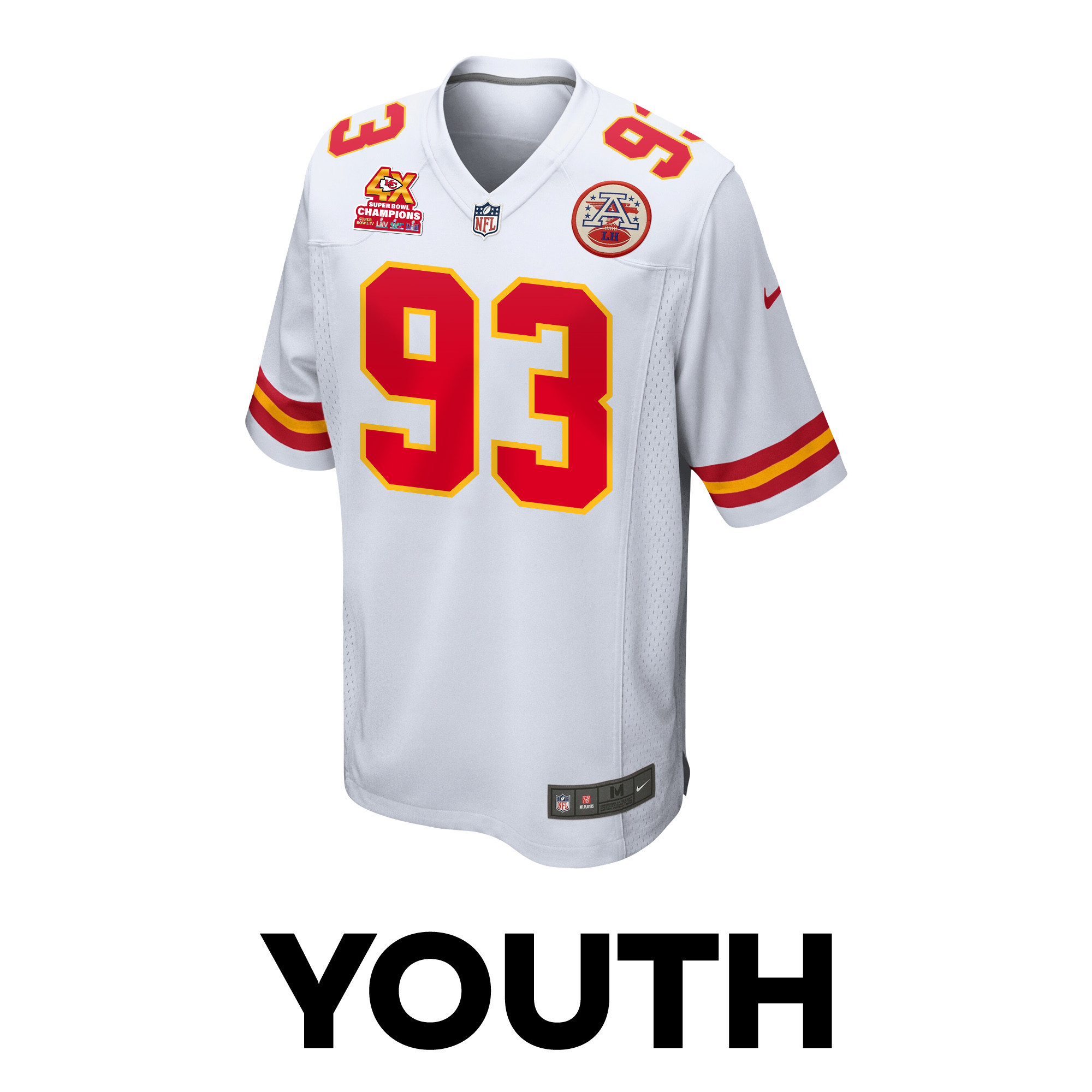 Matt Dickerson 93 Kansas City Chiefs Super Bowl LVIII Champions 4X Game White NFL Jersey Youth