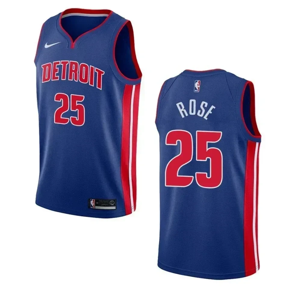 Detroit Pistons 25 Derrick Rose Icon Swingman Blue NBA Jersey Men's