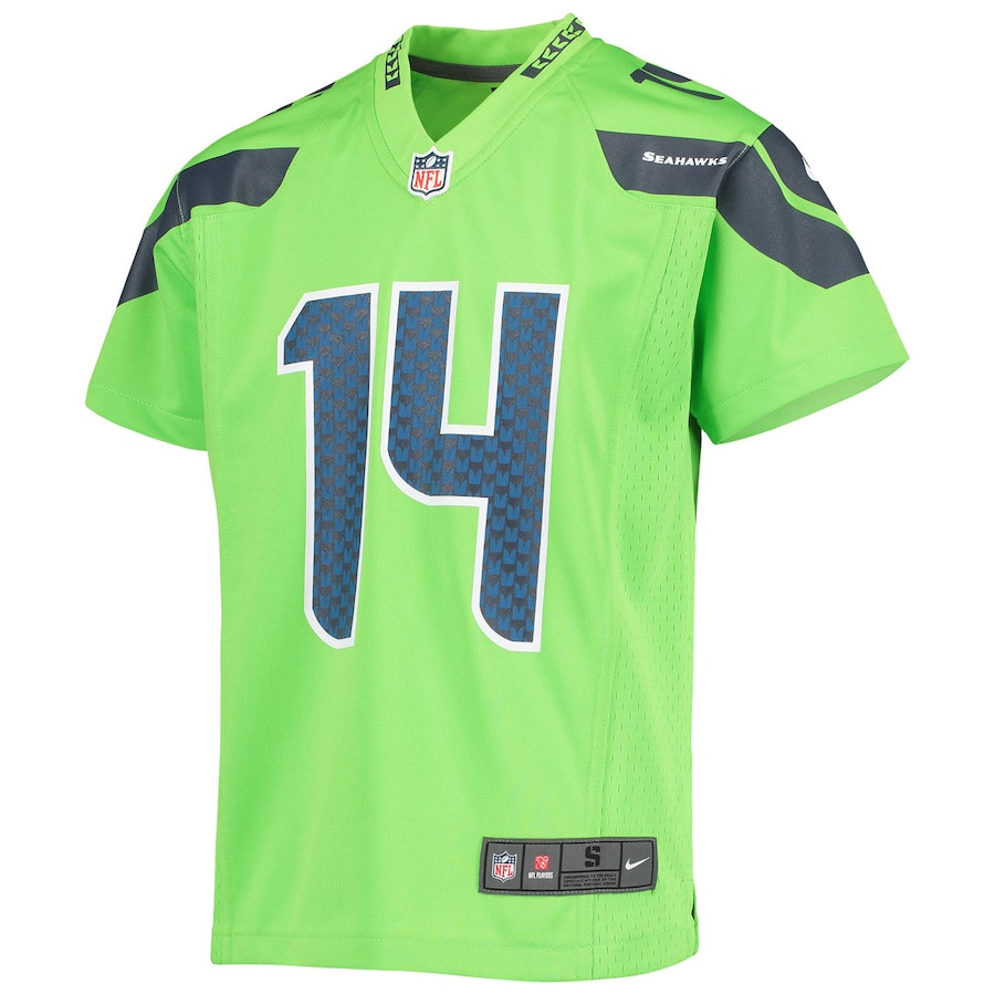 DK Metcalf 14 Seattle Seahawks Game Neon Green NFL Jersey Youth