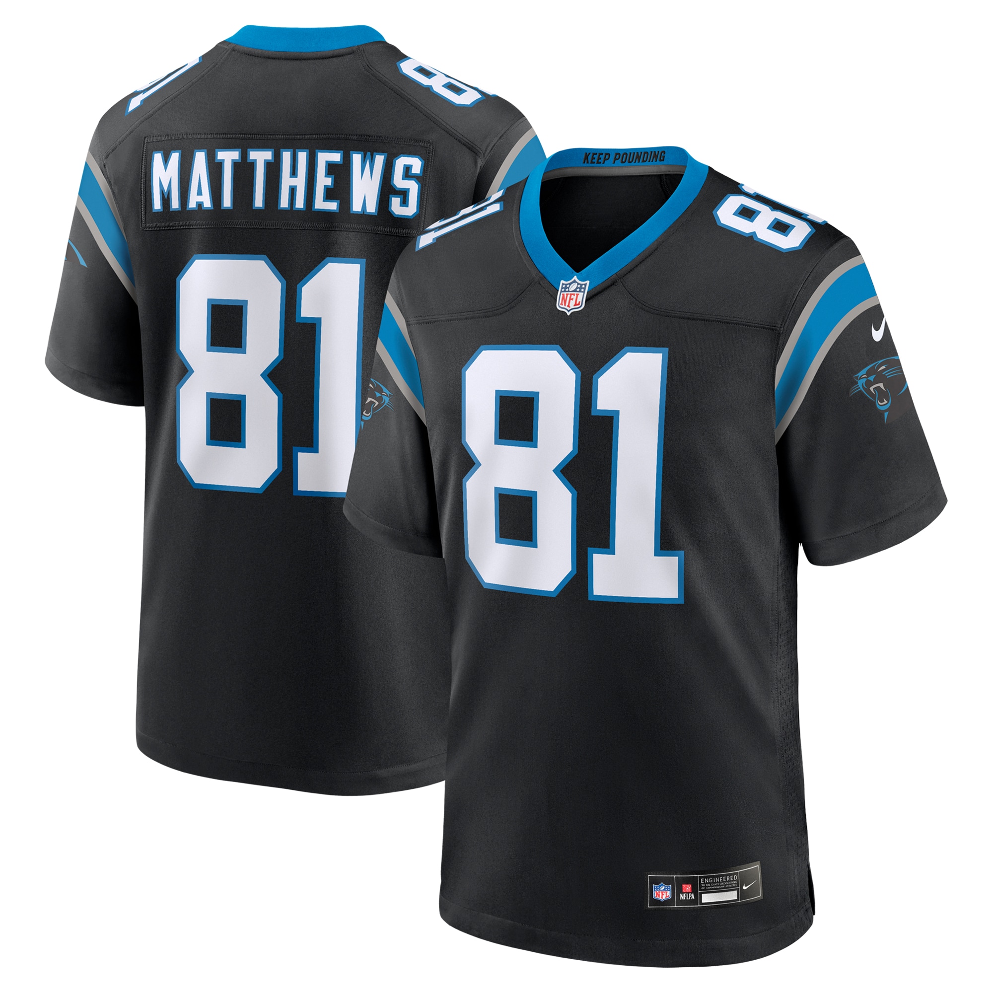 Carolina Panthers Matthews Black Game NFL Jersey Men's