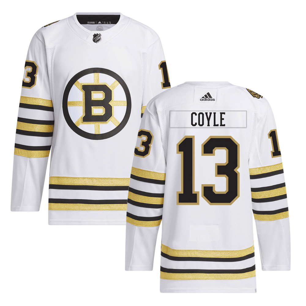 Charlie Coyle 13 Boston Bruins 100th Anniversary Primegreen Away White NHL Jersey Men's