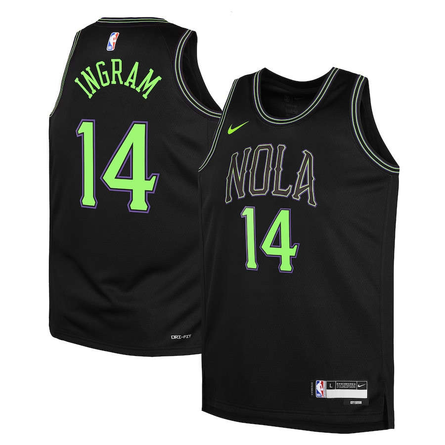 Brandon Ingram 14 New Orleans Pelicans 2023/24 City Edition Swingma Black NBA Jersey Youth