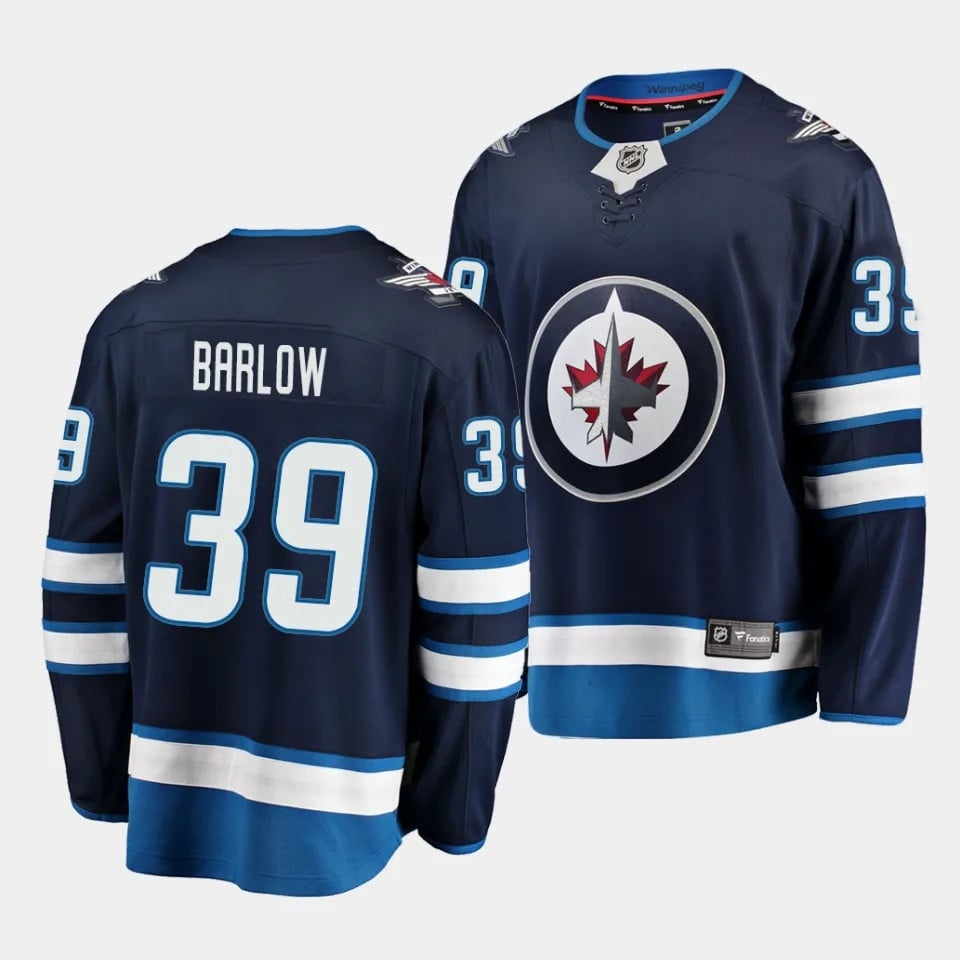 Colby Barlow #39 Winnipeg Jets 2023 Draft Home Breakaway Navy NHL Jersey Men's
