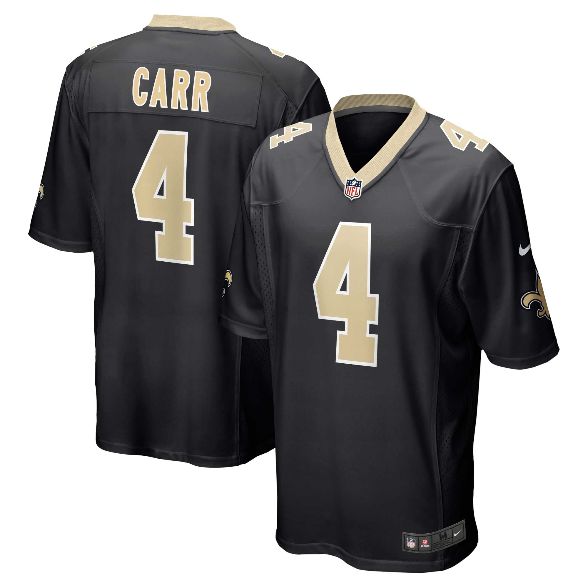 New Orleans Saints Derek Carr Black Game NFL Jersey Men's