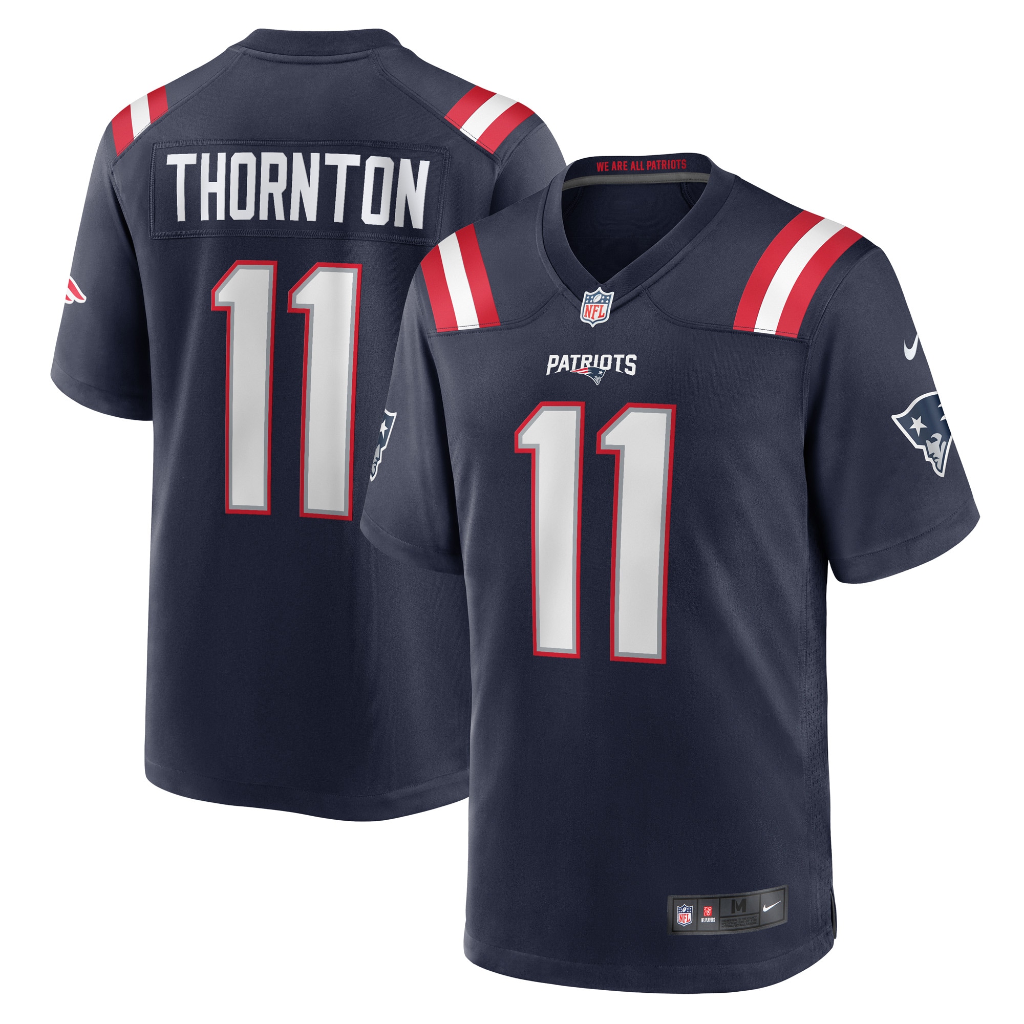 New England Patriots Tyquan Thornton Navy Game Player NFL Jersey Men's