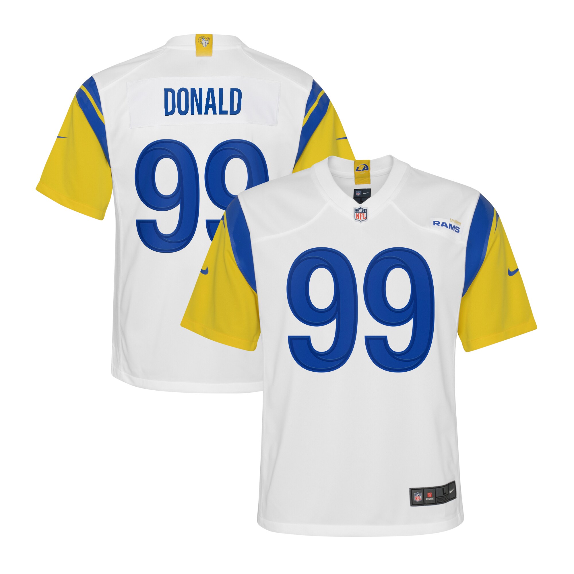 Los Angeles Rams Aaron Donald White Game NFL Jersey Youth