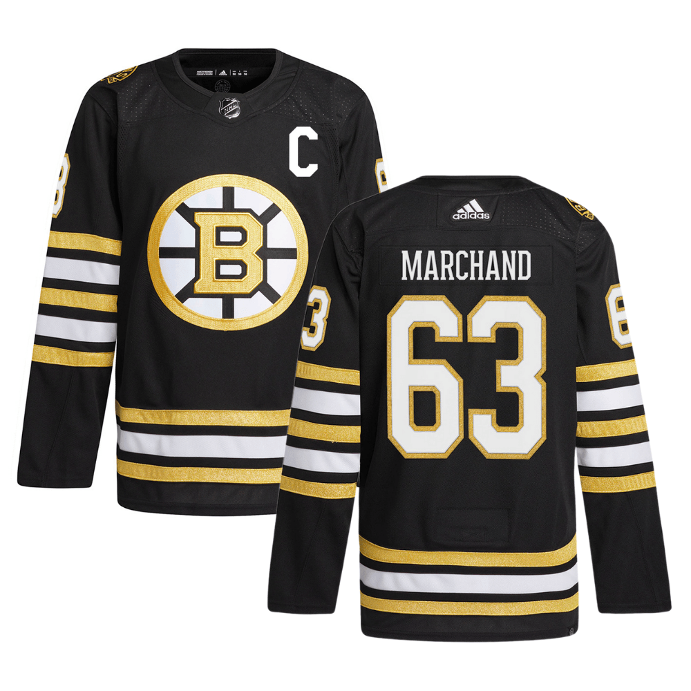 Brad Marchand 63 Boston Bruins 100th Anniversary Primegreen Home Black NHL Jersey Men's
