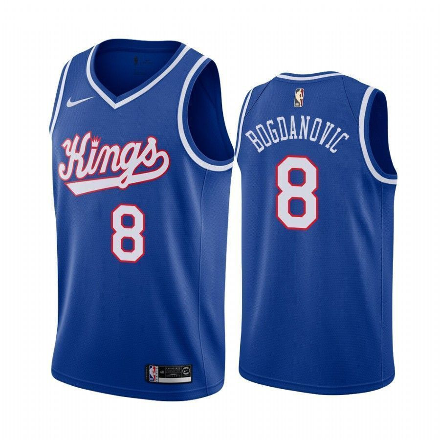 Sacramento Kings Bogdan Bogdanovic 8 Blue Throwback NBA Jersey Men's