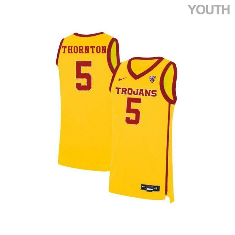 5 Derryck Thornton Yellow Elite USC Trojans NCAA Jersey Youth
