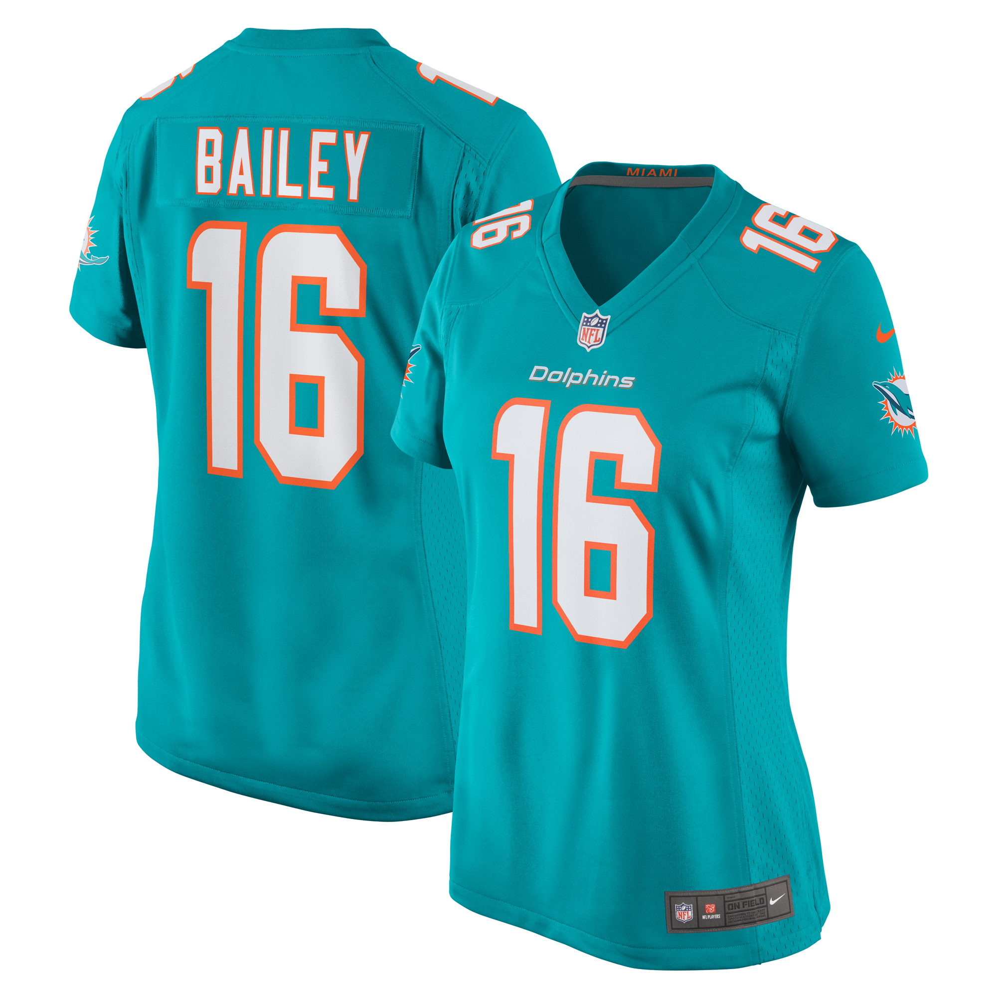 Miami Dolphins Jake Bailey Aqua Game Player NFL Jersey Women's