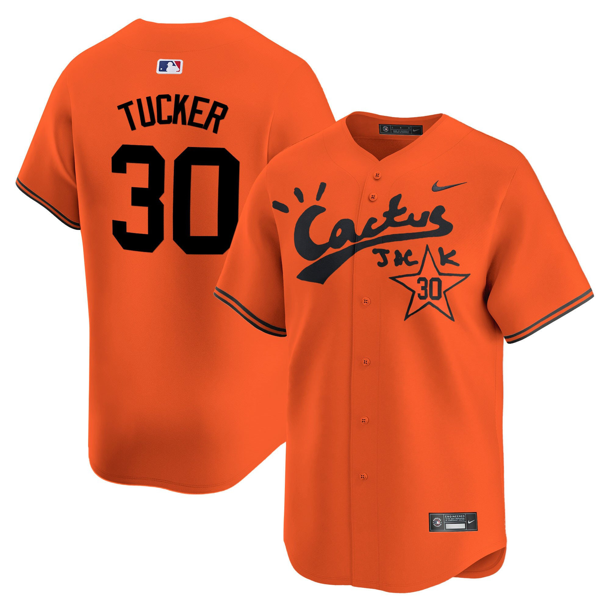Kyle Tucker 30 Houston Astros Cactus Jack Orange MLB Jersey Men's