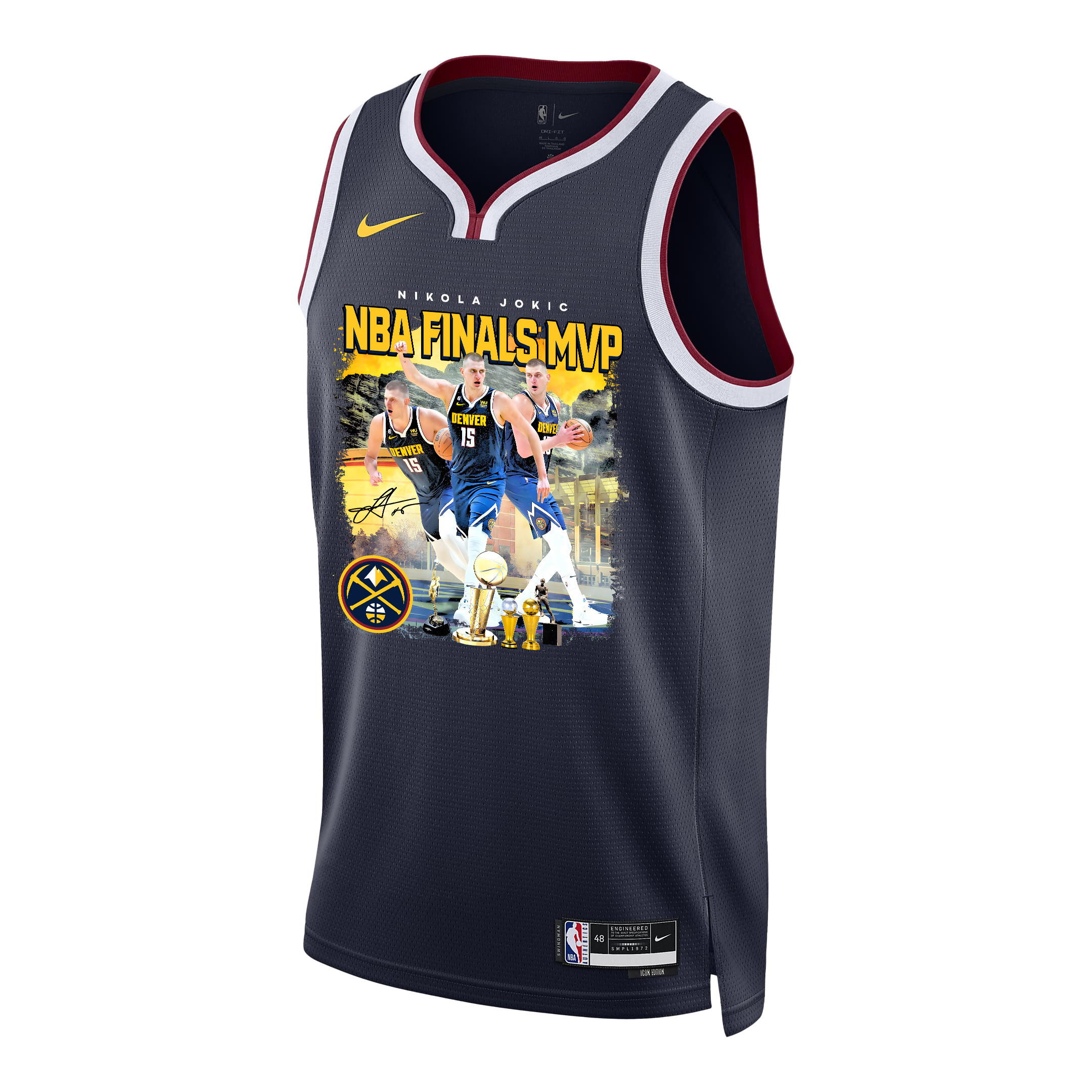 Nikola Jokic Denver's MVP-Crowned Leader 2023 Final Champions Swingman Black NBA Jersey Men's