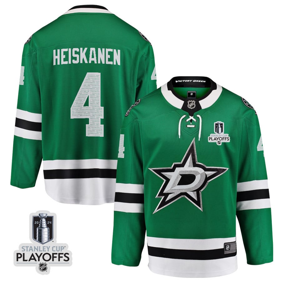 Miro Heiskanen 4 Dallas Stars 2024 Playoffs Patch Home Green NHL Jersey Men's