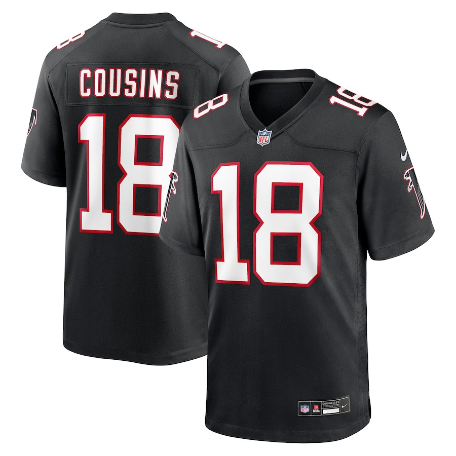Kirk Cousins 18 Atlanta Falcons Alternate Game Black NFL Jersey Men's