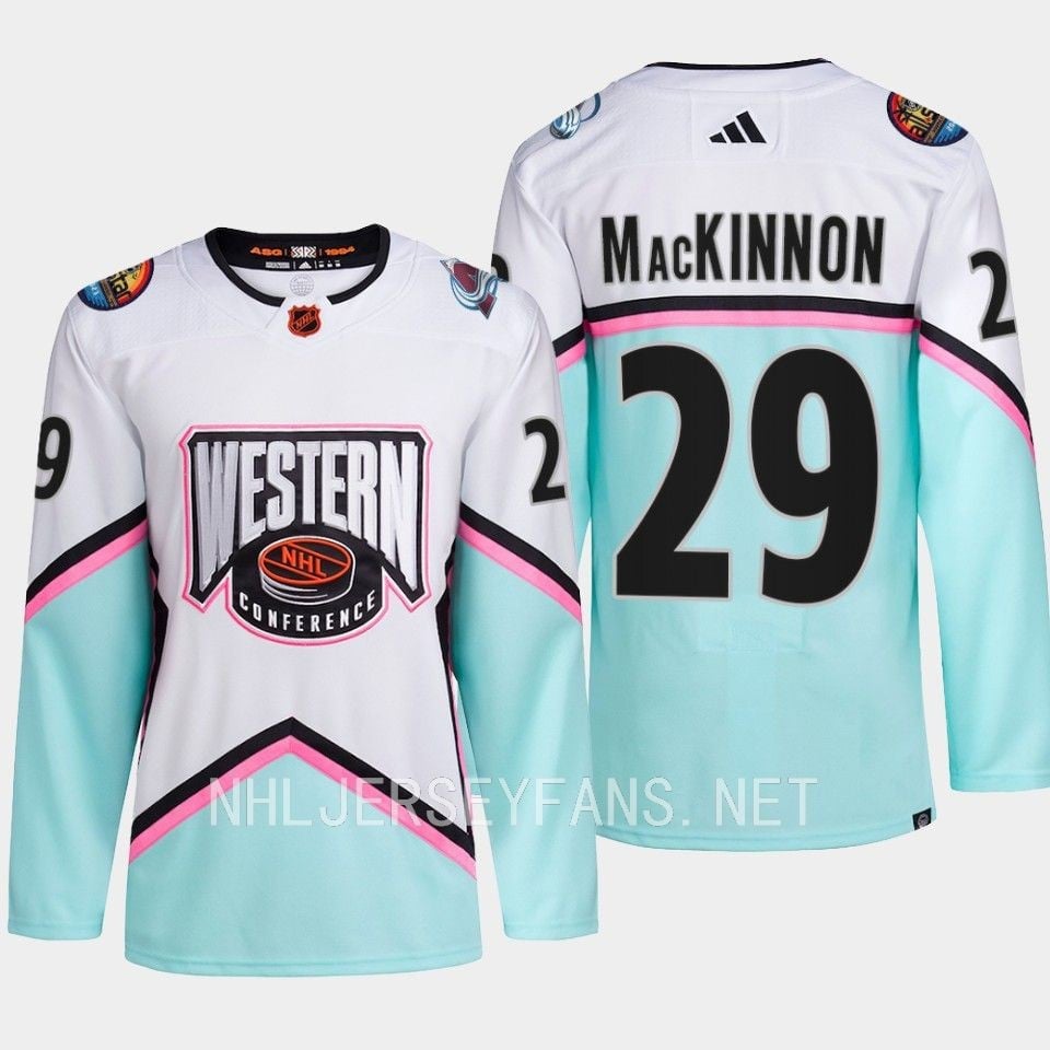 Nathan MacKinnon 29 Avalanche 2023 All Star Western Conference White NHL Jersey Men's