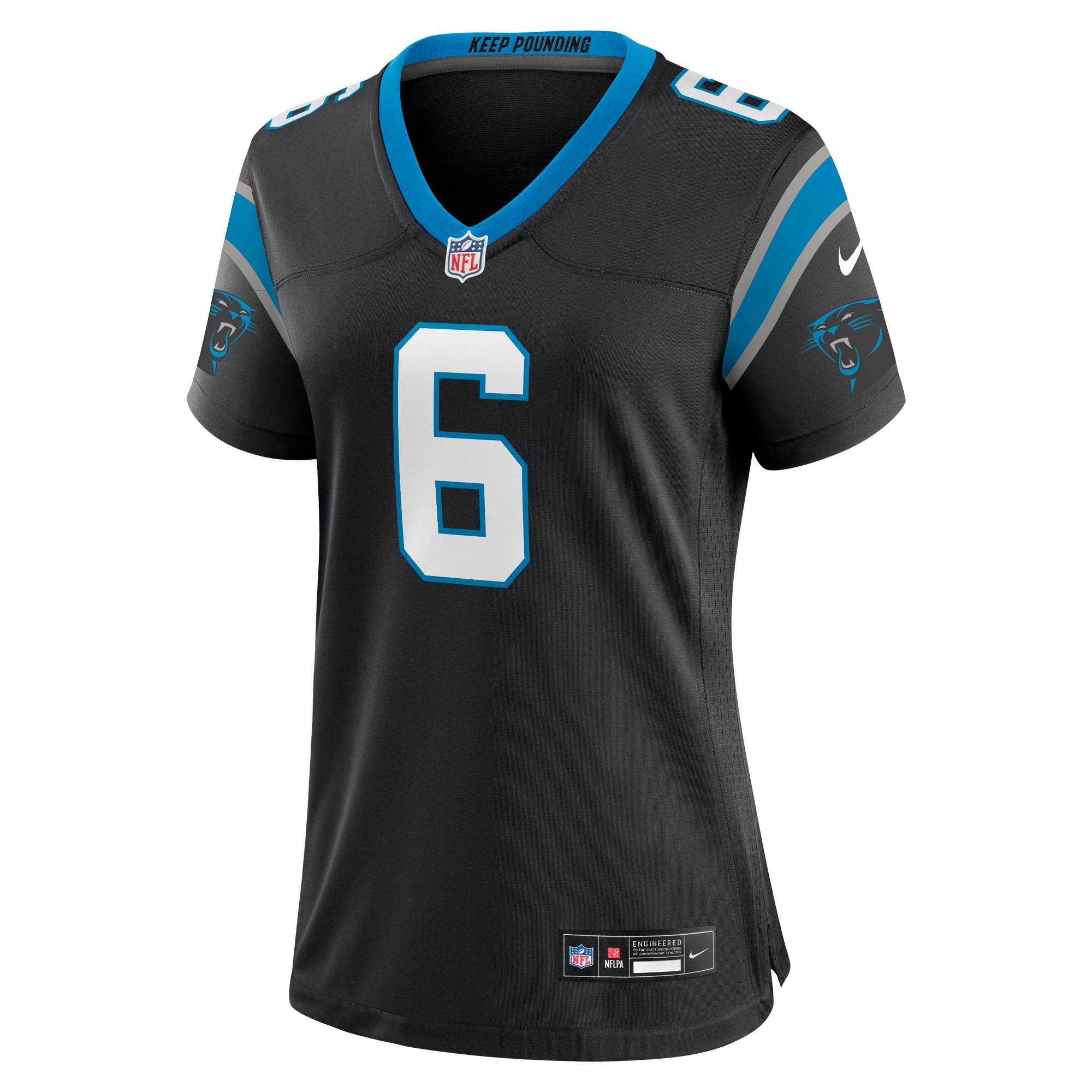 Carolina Panthers Miles Sanders Black Team Game NFL Jersey Women's