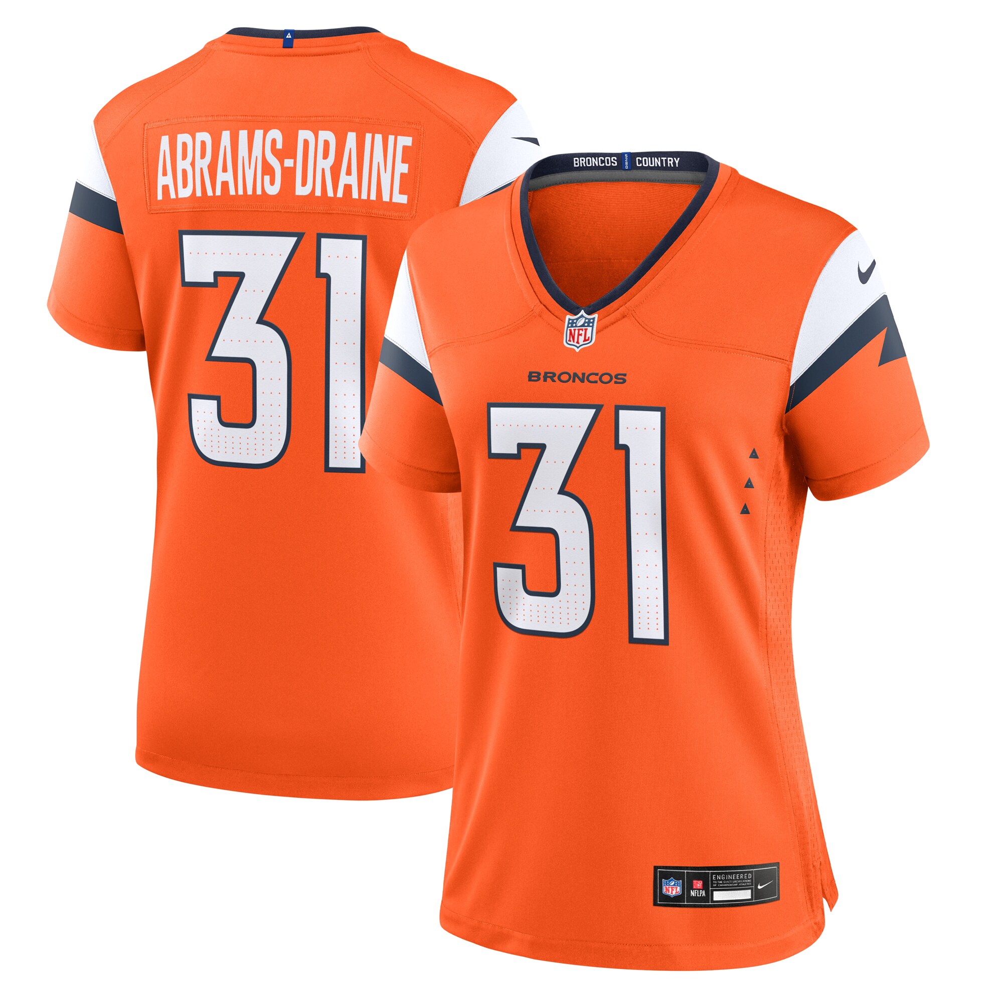 Denver Broncos Kris Abrams-Draine Orange Team Game NFL Jersey Women's