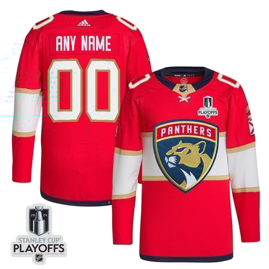 Florida Panthers 2024 Playoffs Patch Home Custom Red NHL Jersey Men's