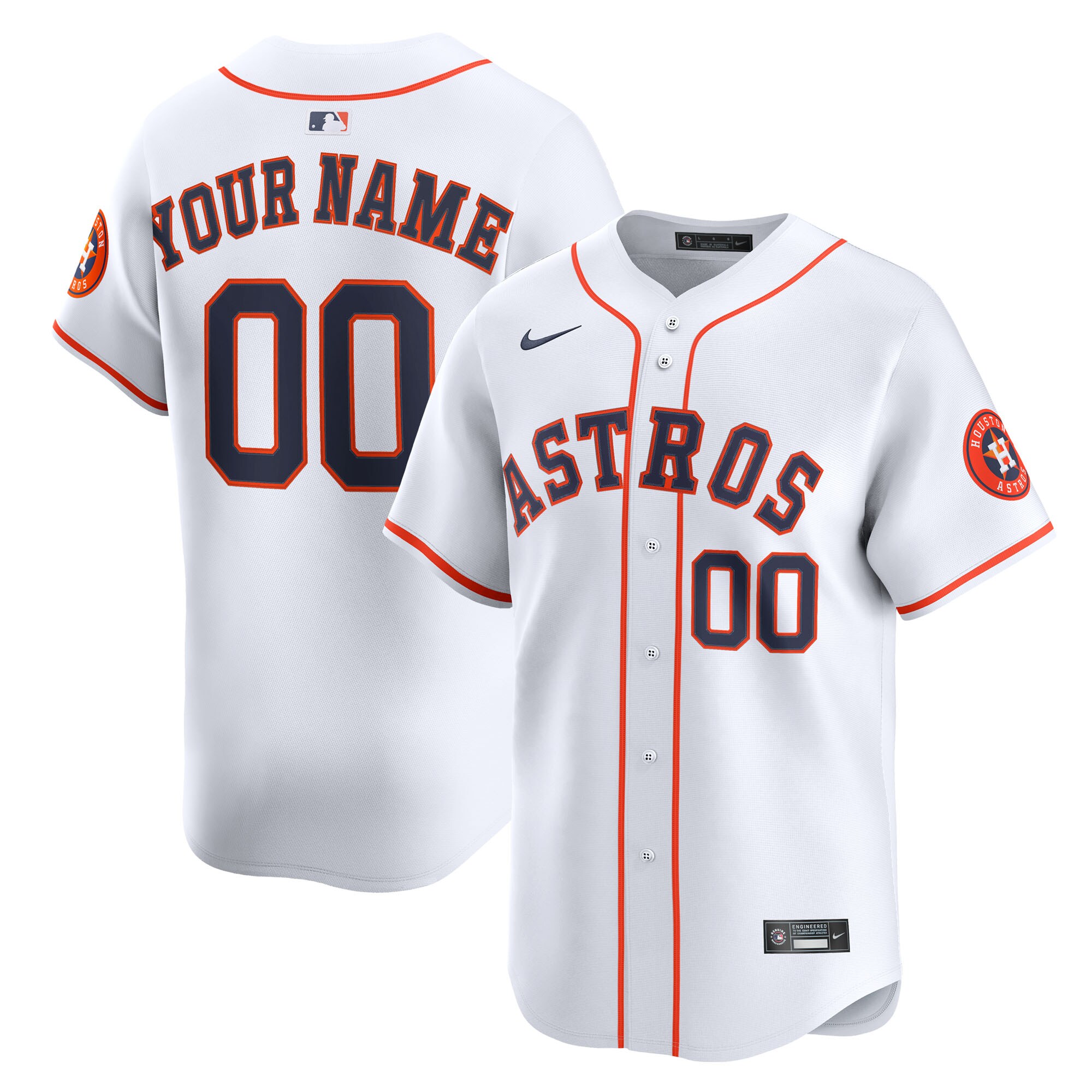 Houston Astros White Home Limited Custom MLB Jersey Men's