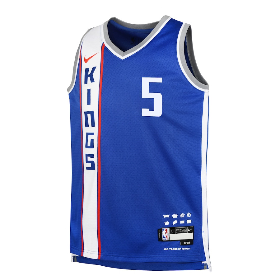 De'Aaron Fox 5 Sacramento Kings 2023/24 City Edition Swingma Blue NBA Jersey Youth
