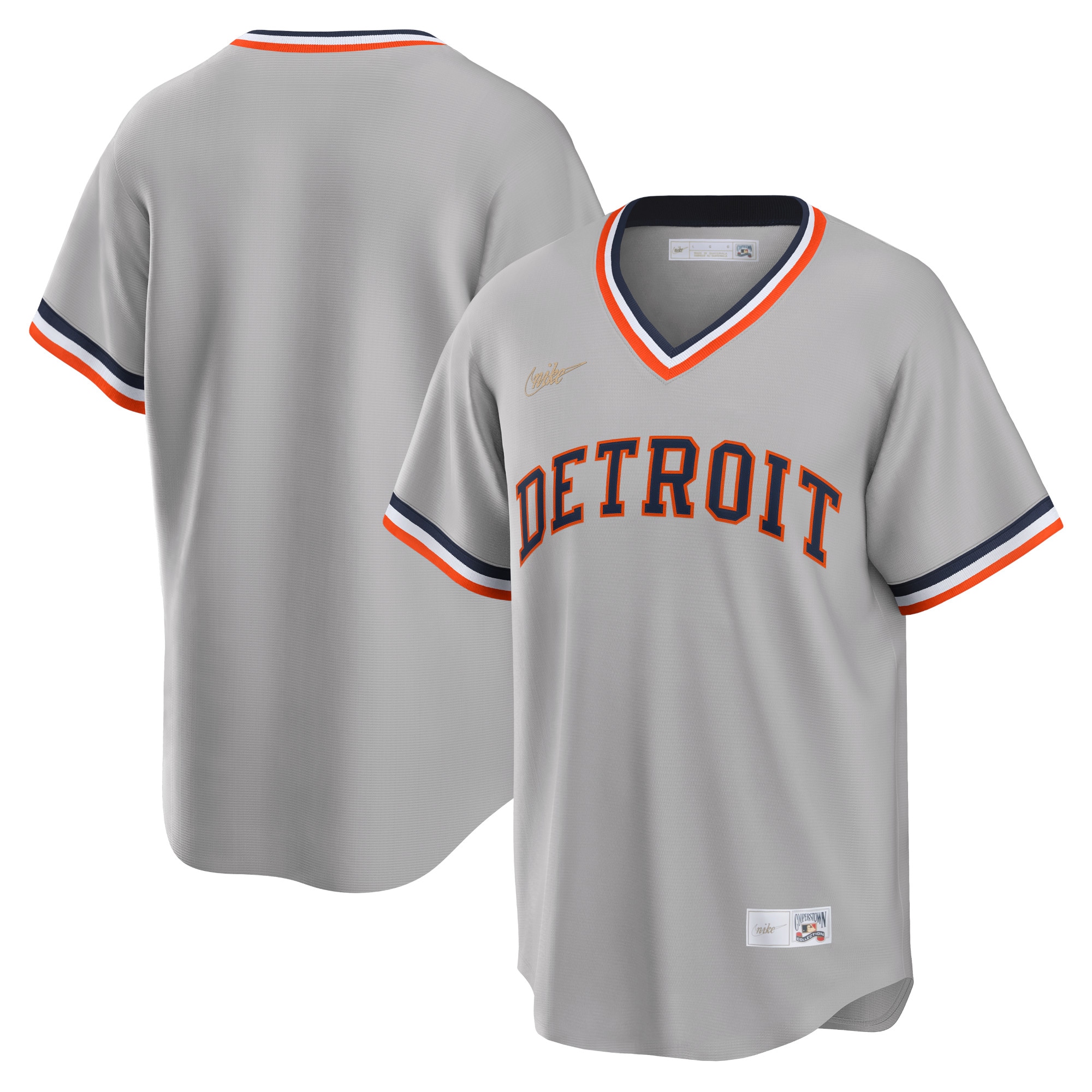 Detroit Tigers Gray Road Cooperstown Collection Team MLB Jersey Men's