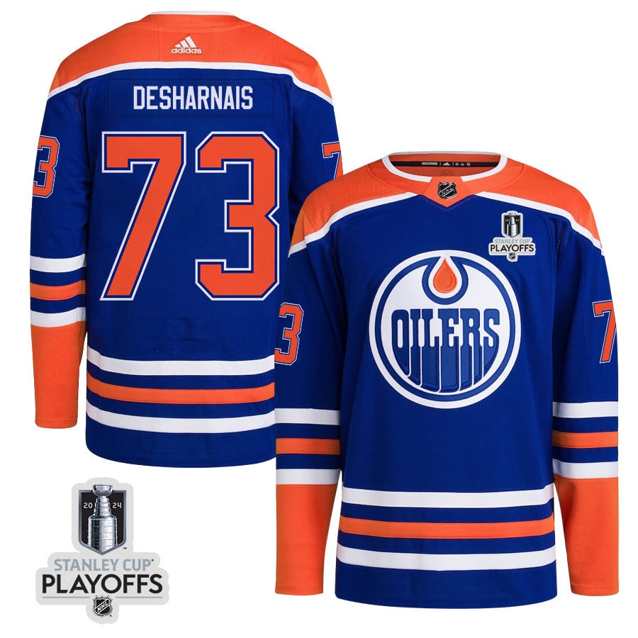 Vincent Desharnais 73 Edmonton Oilers 2024 Playoffs Patch Home Men NHL Jersey Men's