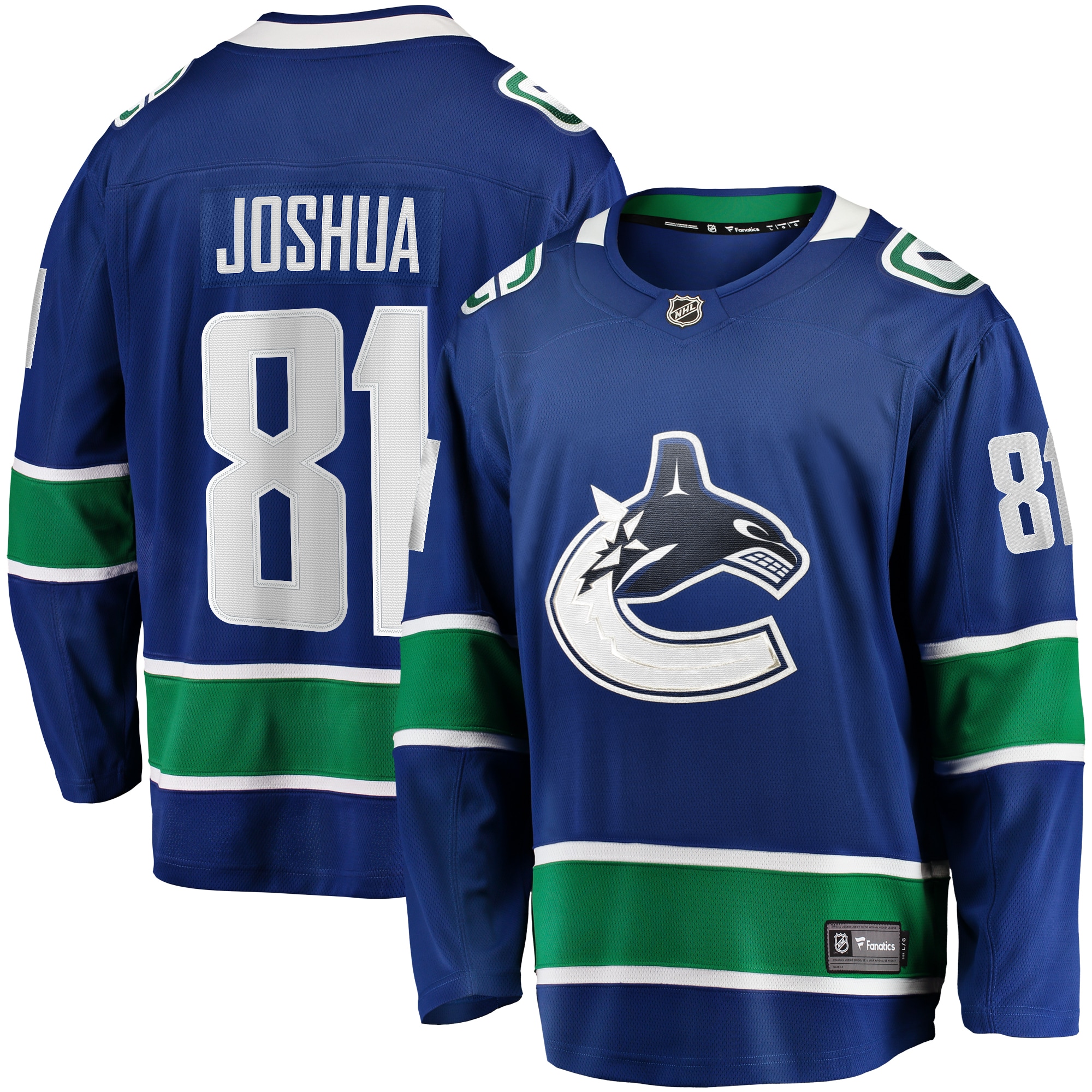 Vancouver Canucks Dakota Joshua Blue Home Premier Breakaway Player NHL Jersey Men's