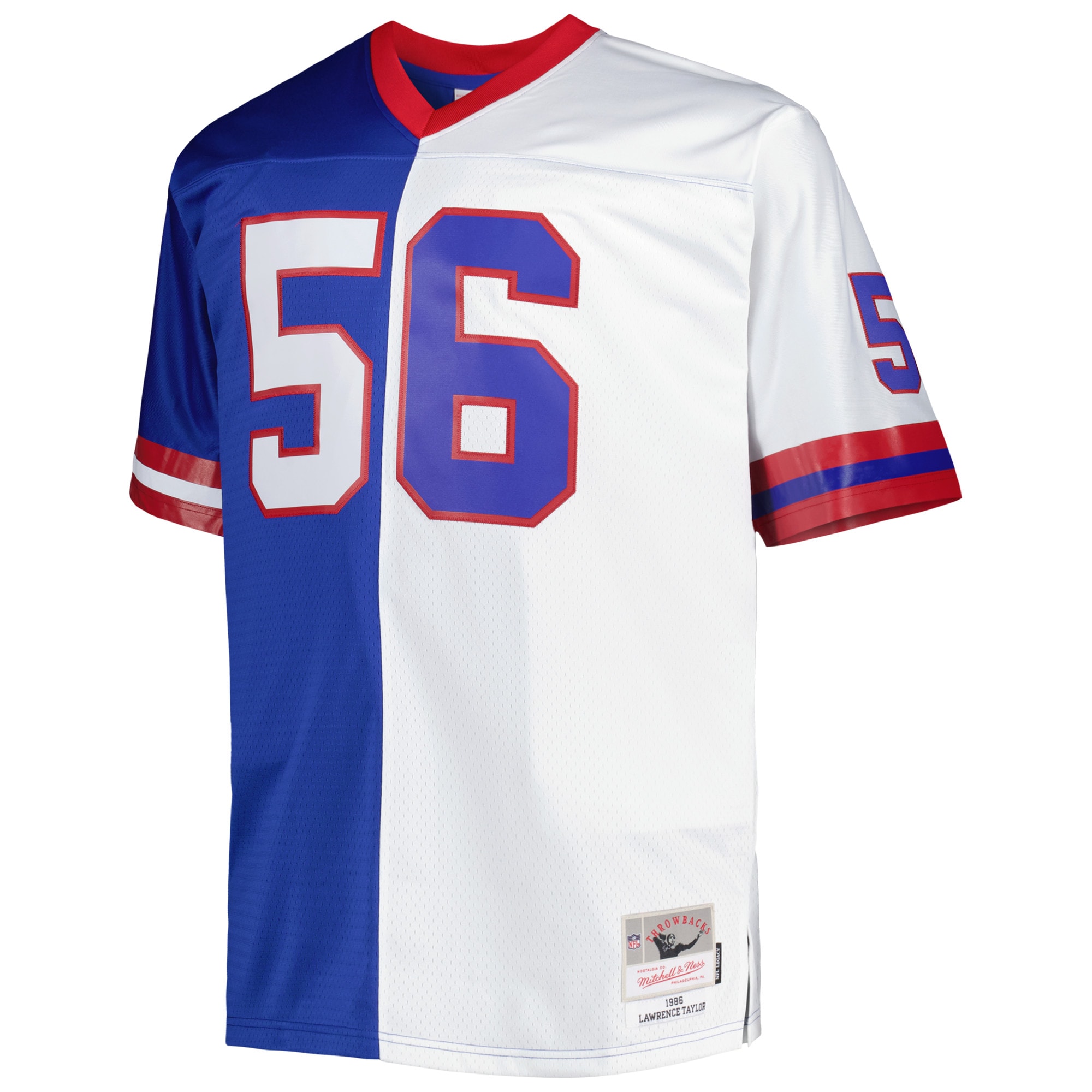 New York Giants Lawrence Taylor Mitchell Ness Royal/White Big Tall Split Legacy Retired Player NFL Jersey Men's