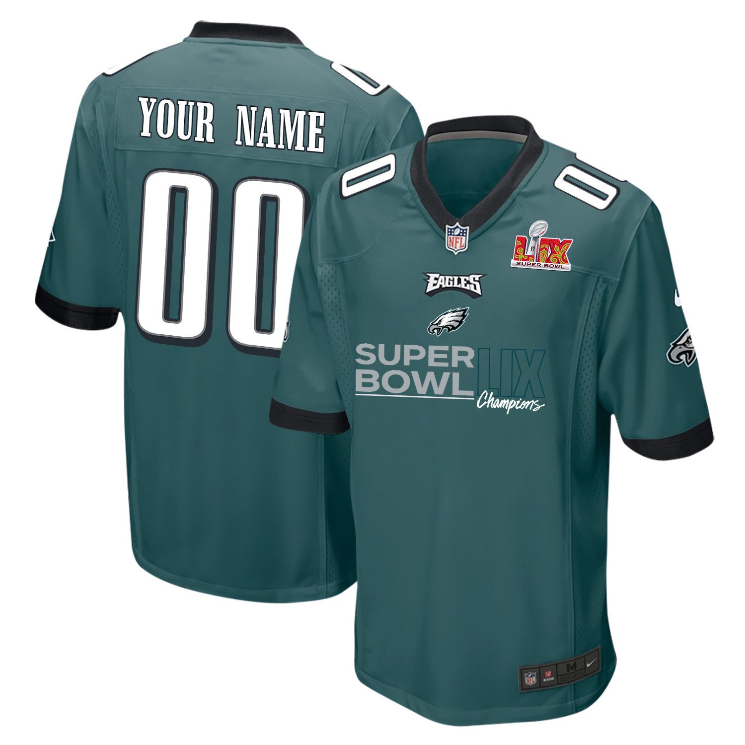 Philadelphia Eagles Super Bowl LIX Champions Under The Lights Game Midnight Green NFL Jersey Men's