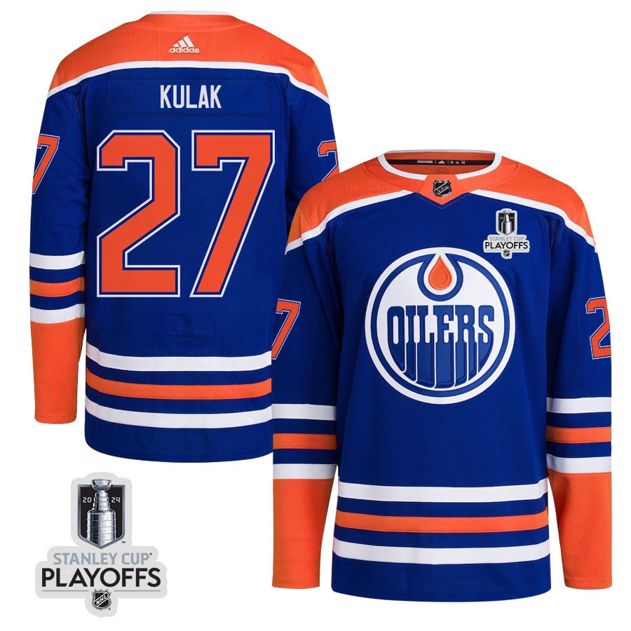 Brett Kulak 27 Edmonton Oilers 2024 Playoffs Patch Home Men NHL Jersey Men's