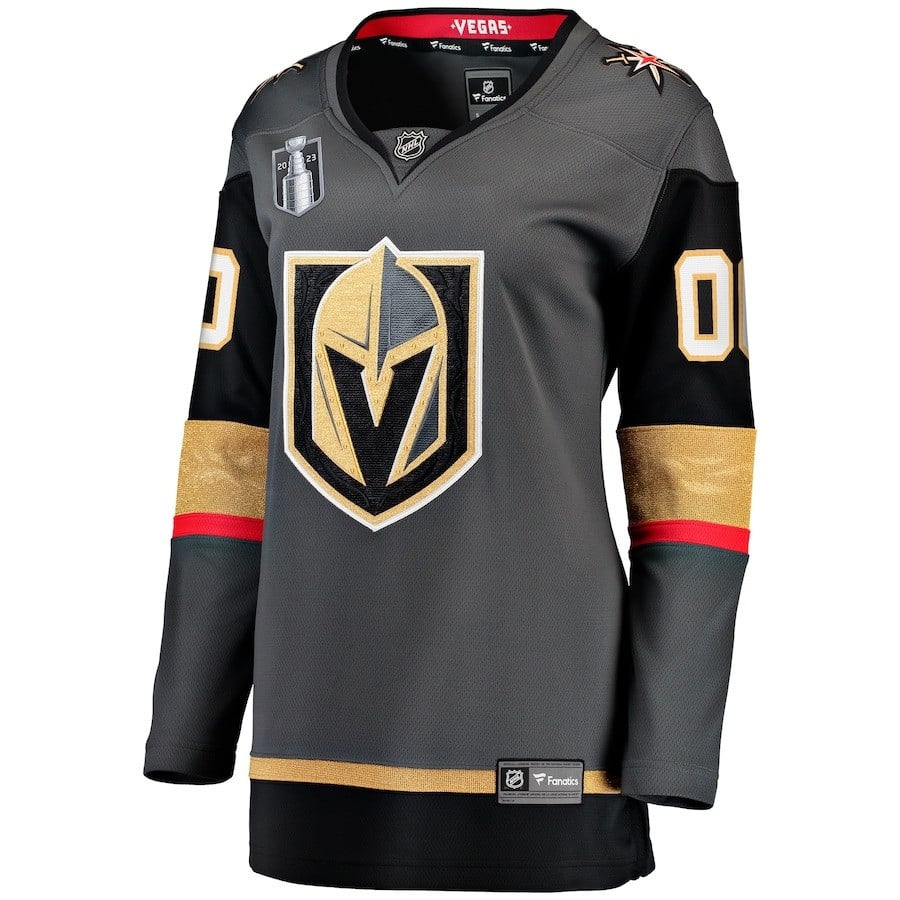 Custom 00 Vegas Golden Knights 2023 Stanley Cup Final Alternate Breakaway Black NHL Jersey Women's