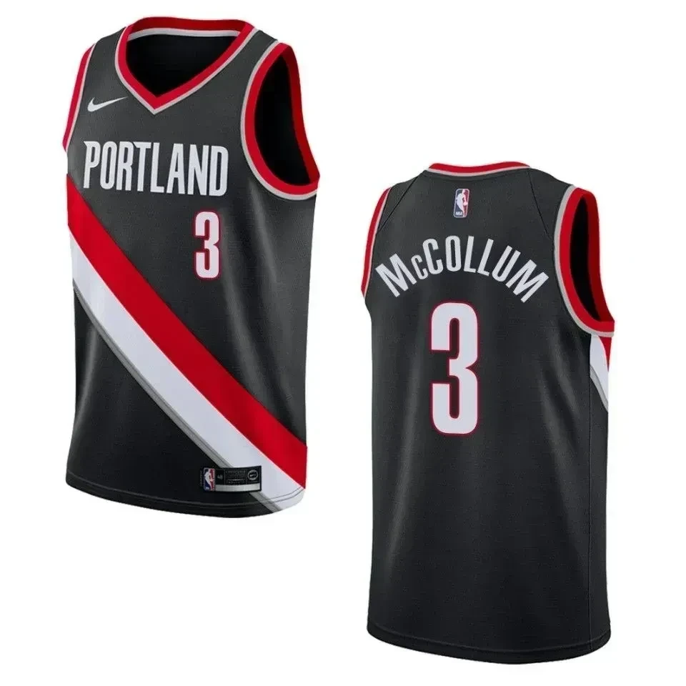 Portland Trail Blazers 3 C.j. Mccollum Icon Swingman Black NBA Jersey Men's