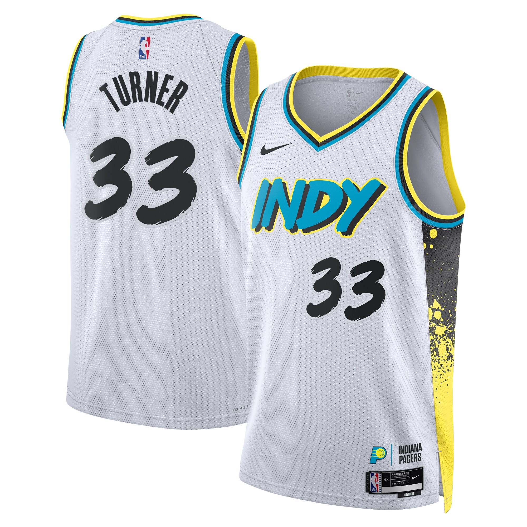 Camiseta City Edition Swingman de los Indiana Pacers 2024 Blanca Myles Turne Unisex NBA Jersey Unisex