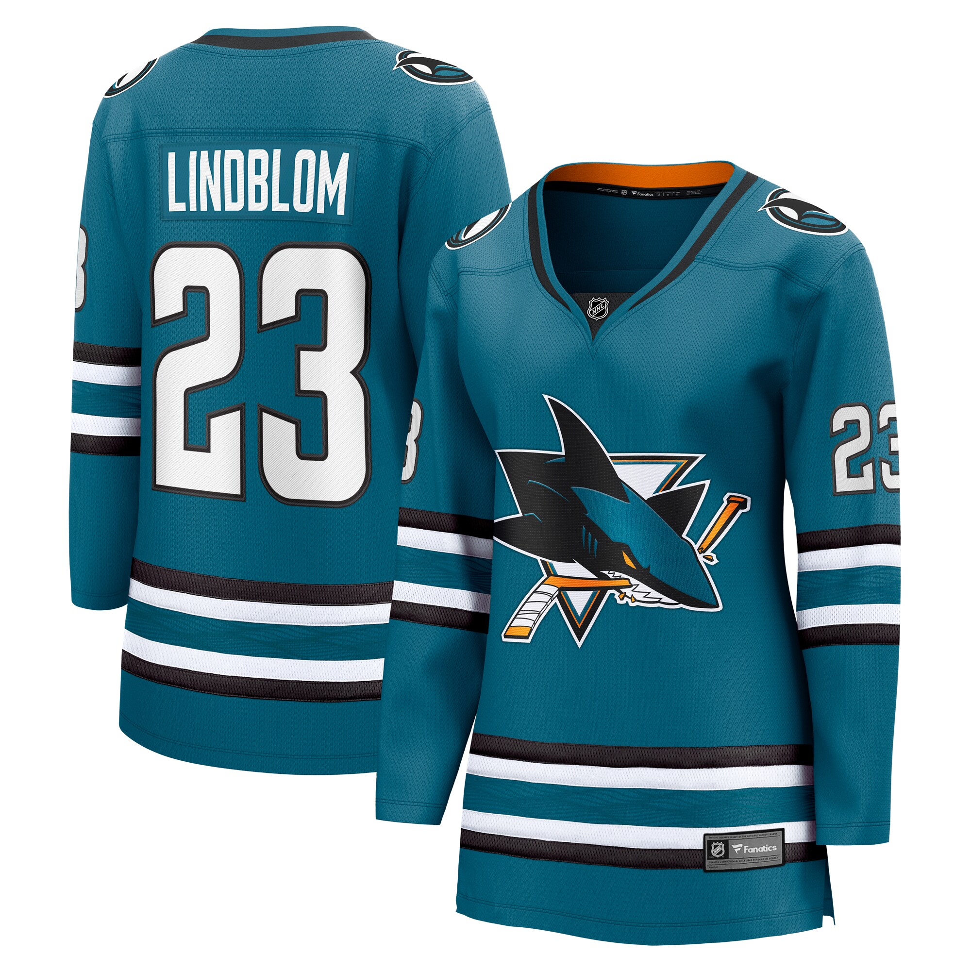 San Jose Sharks Oskar Lindblom Teal Home Breakaway Player NHL Jersey Women's