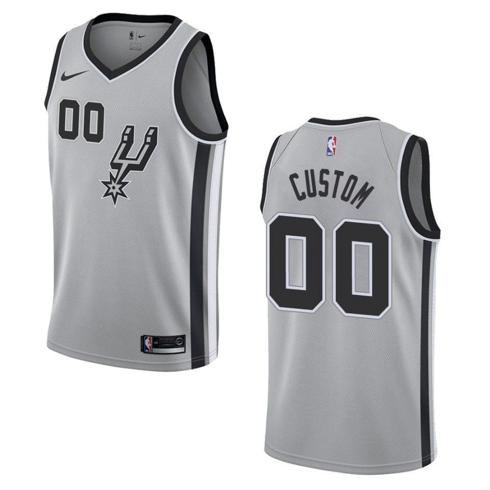 San Antonio Spurs 00 Custom Statement Swingman Silver NBA Jersey Men's