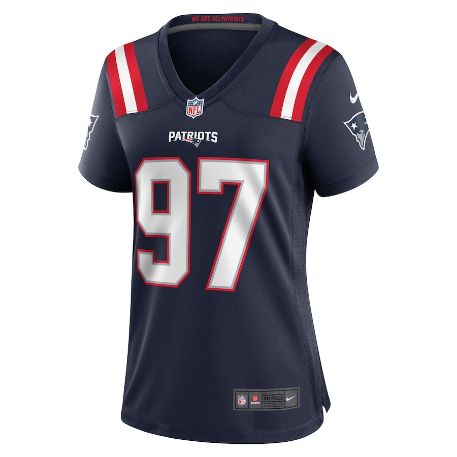 DaMarcus Mitchell 97 New England Patriots Game Navy NFL Jersey Women's