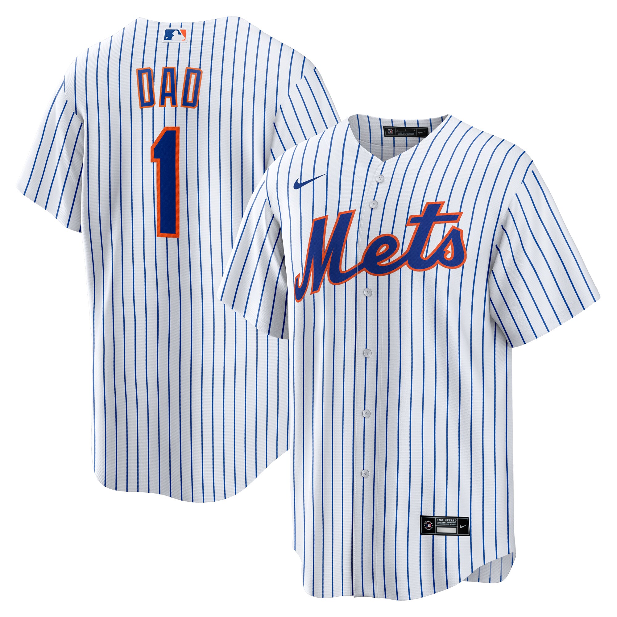 New York Mets White #1 Dad Home MLB Jersey Men's