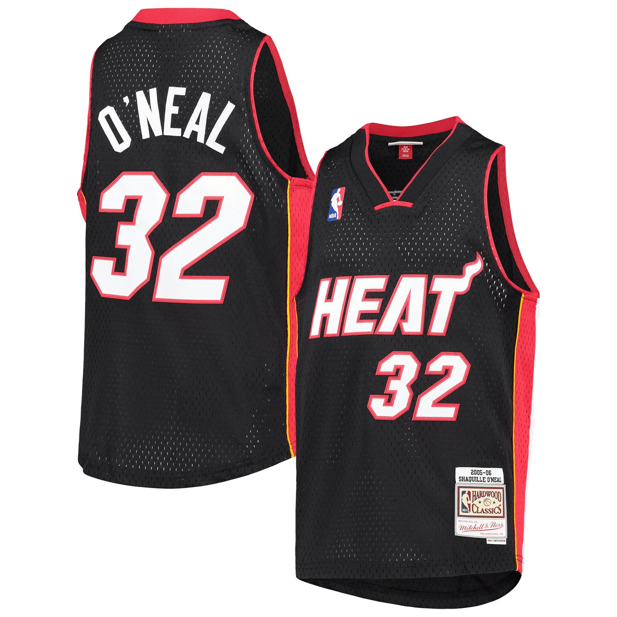 Shaquille O'Neal Miami Heat Mitchell Ness Big Tall Hardwood Classics Swingman Black NBA Jersey Men's