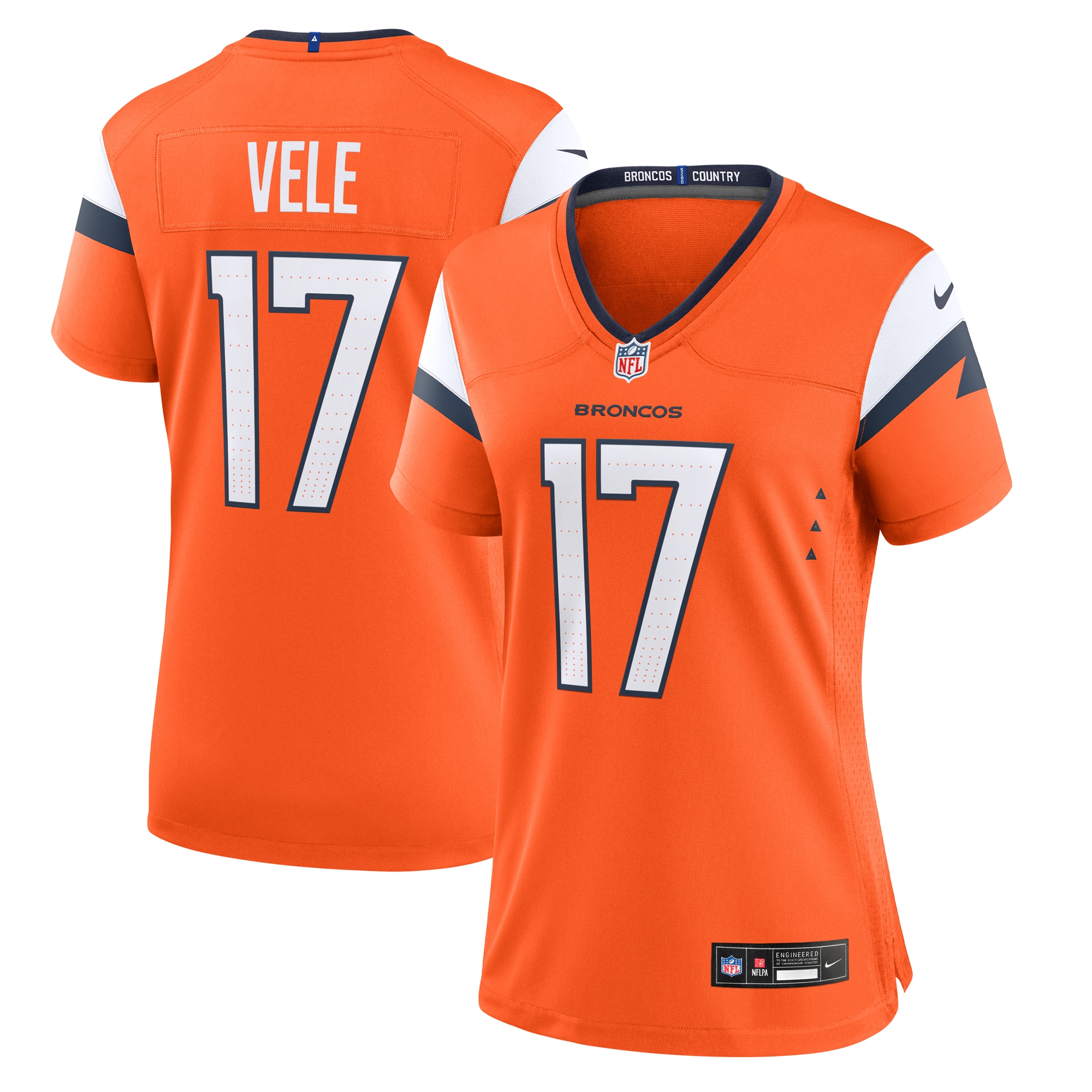 Denver Broncos Devaughn Vele Orange Team Game NFL Jersey Women's