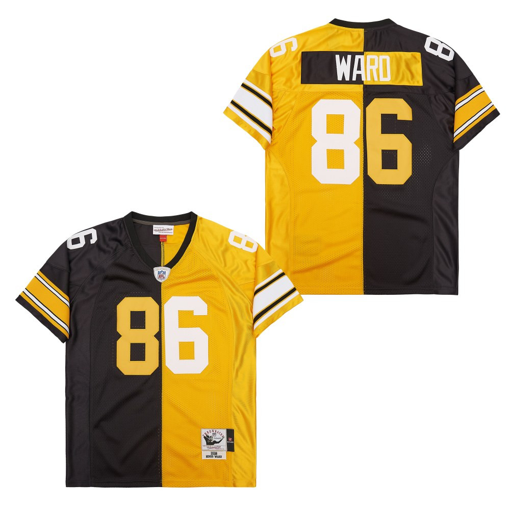 Hines Ward 86 Pittsburgh Steelers Two-Toned Retro Throwback Black/Yellow NFL Jersey Men's