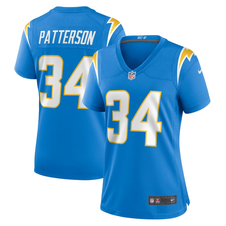 Jaret Patterson 34 Los Angeles Chargers Game Powder Blue NFL Jersey Women's