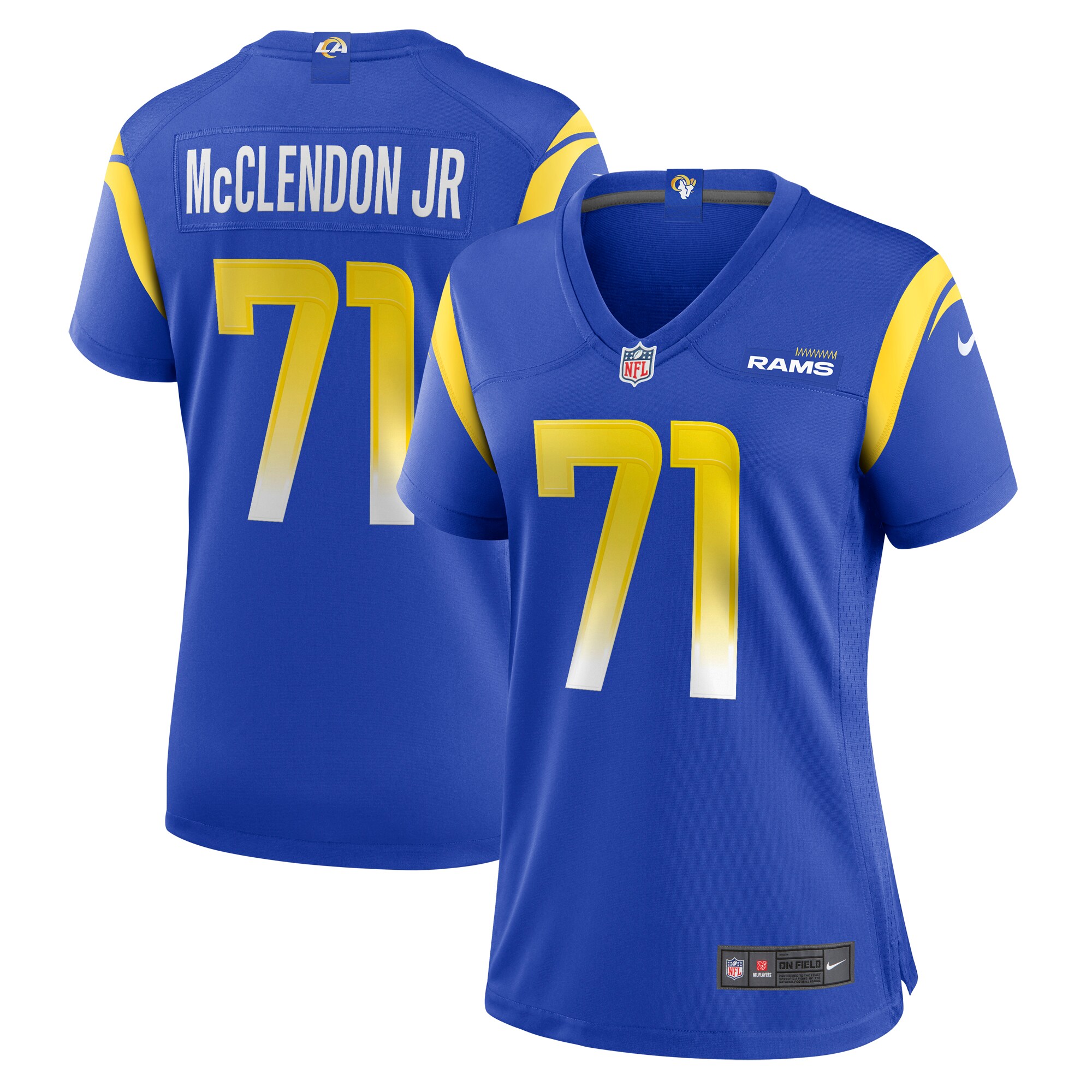 Los Angeles Rams Warren McClendon Jr. Royal Team Game NFL Jersey Women's
