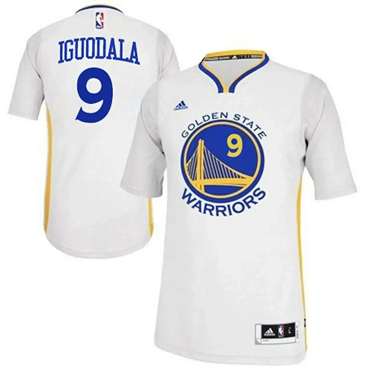 Andre Iguodala Golden State Warriors 9 2014-15 New Swingma White With Sleeves NBA Jersey Men's